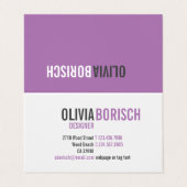 ラベンモダンダー紫の白の折り畳コンテンポラリーみ 名刺 (外部フラット)