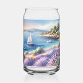 ラベ地中海のンダーコーストと帆船 ガラス缶 (正面)