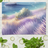 ラベ地中海のンダーコーストと帆船 キッチンタオル (折り畳み)