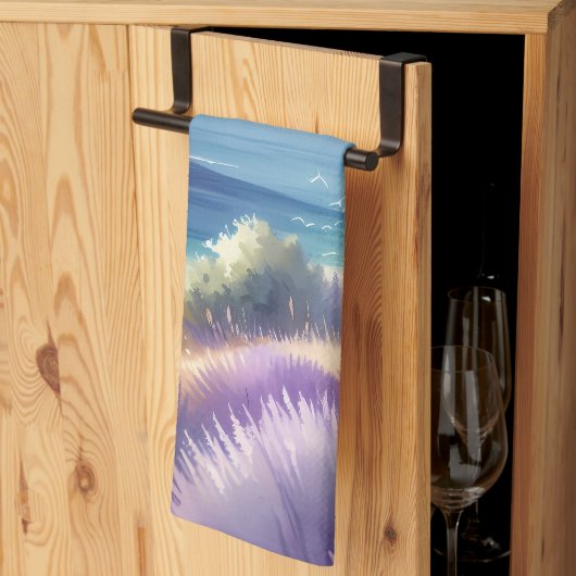 ラベ地中海のンダーコーストと帆船 キッチンタオル (三つ折り)