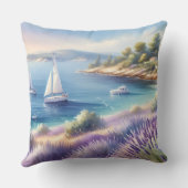 ラベ地中海のンダーコーストと帆船 クッション (裏面)