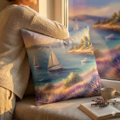 ラベ地中海のンダーコーストと帆船 クッション