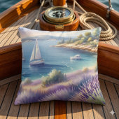 ラベ地中海のンダーコーストと帆船 クッション