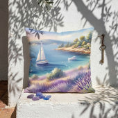 ラベ地中海のンダーコーストと帆船 クッション