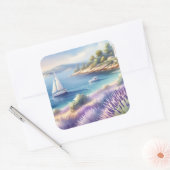 ラベ地中海のンダーコーストと帆船 スクエアシール (封筒)