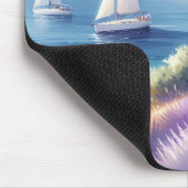ラベ地中海のンダーコーストと帆船 マウスパッド (コーナー)
