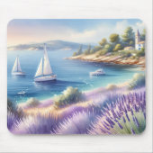 ラベ地中海のンダーコーストと帆船 マウスパッド (正面)