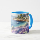 ラベ地中海のンダーコーストと帆船 マグカップ (正面右)