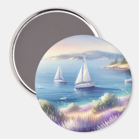 ラベ地中海のンダーコーストと帆船 マグネット