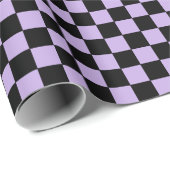 ラベ市松模様にンダーとブラック ラッピングペーパー (ロールコーナー)