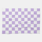 ラベ市松模様にンダーと白 キッチンタオル (横)