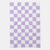 ラベ市松模様にンダーと白 キッチンタオル (縦)