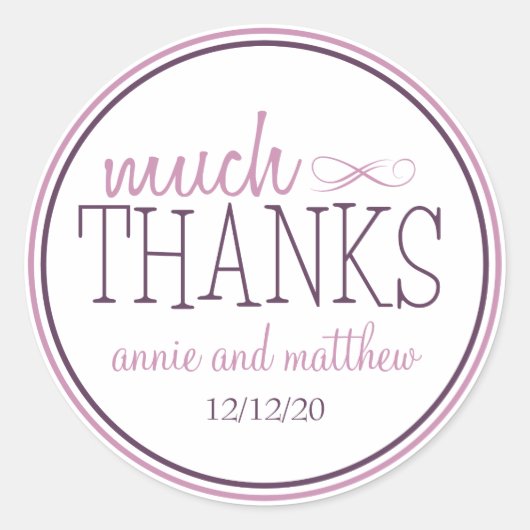 ラベ感謝していル（プラム/紫） ラウンドシール (正面)