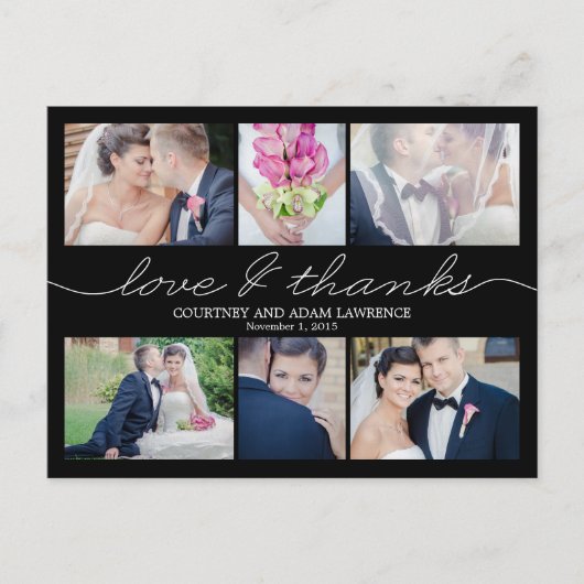 ラベ書ルの結婚サンキューカード – 黒 ポストカード (正面)