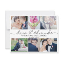 ラベ書ルの結婚写真サンキューカード白