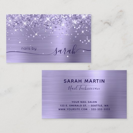 ラベ淡い色のンダーの輝くGlamシグネチスタイリッシュャ 名刺 (正面/裏面)