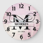 ラベ淡い色のンダーM動揺してモノグラム ラージ壁時計 (正面)