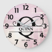 ラベ淡い色のンダーQ動揺してモノグラム ラージ壁時計 (正面)