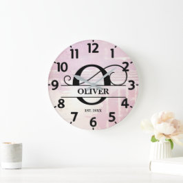 ラベ淡い色のンO動揺してモノグラム ラージ壁時計