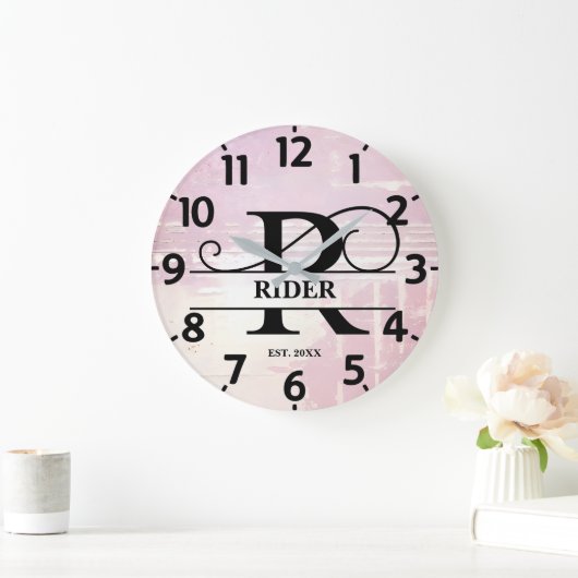 ラベ淡い色のンR動揺してモノグラム ラージ壁時計 (ホーム)