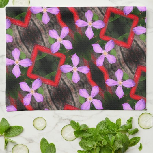 ラベ独身のンダークレマチス花抽象芸術模様 キッチンタオル (折り畳み)