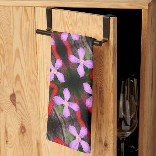 ラベ独身のンダークレマチス花抽象芸術模様 キッチンタオル (三つ折り)