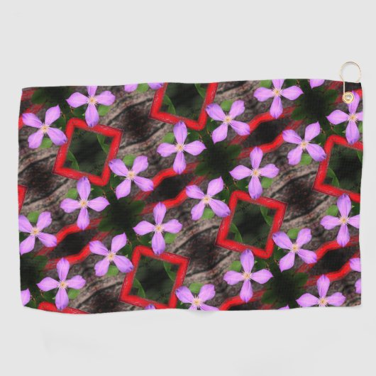 ラベ独身のンダークレマチス花抽象芸術模様 ゴルフタオル (横)