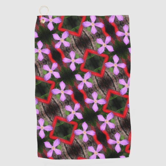 ラベ独身のンダークレマチス花抽象芸術模様 ゴルフタオル (正面)