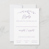 ラベ素朴エレガントンパープルワイルドフラワー結婚ズ 出欠カード (正面)