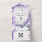 ラベ素朴ンエレガントダーのシールと送信結婚の オールインワン招待状 (内側)