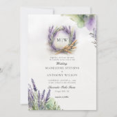 ラベ素朴ンエレガントリースモノグラム結婚ズ 招待状 (正面)