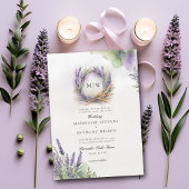 ラベ素朴ンエレガントリースモノグラム結婚ズ 招待状