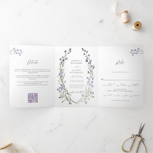 ラベ素朴ンシンプルダエレガントーの結婚 三つ折り招待状 (内部)