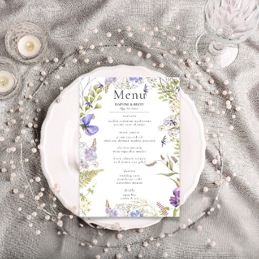 ラベ素朴ンダーとセージのワイルドフラワー白結婚の メニュー