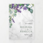 ラベ素朴ンダーとユーカリ写真アー結婚チ 三つ折り招待状 (カバー)