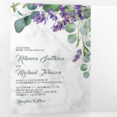 ラベ素朴ンダーとユーカリ写真アー結婚チ 三つ折り招待状 (内部最初)