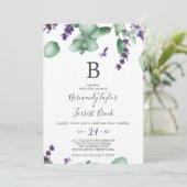 ラベ素朴ンダーとユーカリ・モノグラム結婚の 招待状 (スタンド正面)