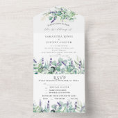 ラベ素朴ンダーとユーカリRSVP結婚の オールインワン招待状 (内側)