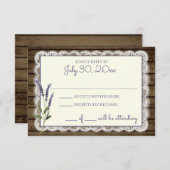 ラベ素朴ンダーとレース結婚の応答カード 出欠カード (正面/裏面)