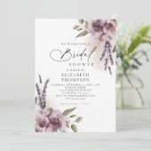 ラベ素朴ンダーパープルフローラシックブライダルシャワー 招待状 (スタンド正面)