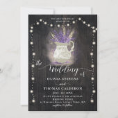 ラベ素朴ンダーフラワーポットウッドレースライト結婚ズ 招待状 (正面)