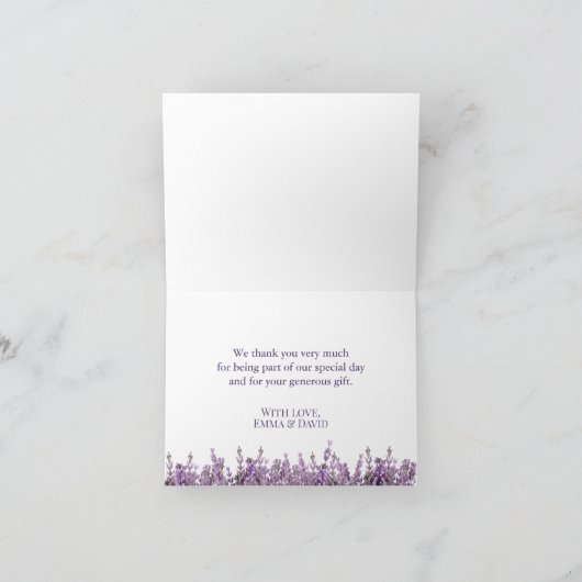 ラベ素朴ンダーフローラエレガントな結婚式ありがとう サンキューカード (内部)