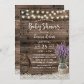 ラベ素朴ンダーフローラストリングライトベビーシャワー 招待状 (正面/裏面)