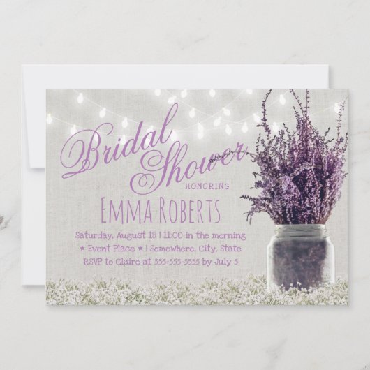 ラベ素朴ンダーフローラメイスンジャーブライダルシャワー 招待状 (正面)