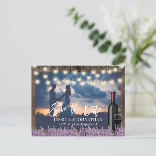 ラベ素朴ンダーフローラ結婚の写真日付を保存 案内ポストカード (スタンド正面)