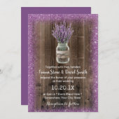 ラベ素朴ンダーメイソンジャール紫の花結婚の 招待状 (正面/裏面)