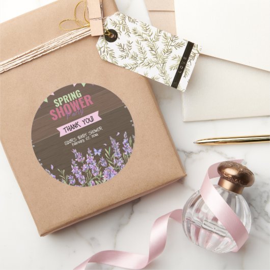 ラベ素朴ンダー春シャワーパーティーベビーシャワー ラウンドシール (ギフト)