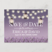 ラベ素朴ンダー花パープルグラデーション日付を保存 案内ポストカード (正面)