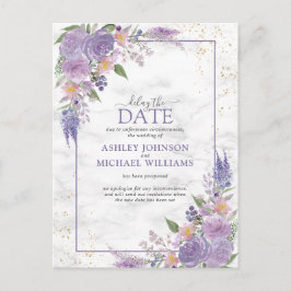 ラベ素朴ンダー薄紫金ゴールドフローラ遅延 案内ポストカード