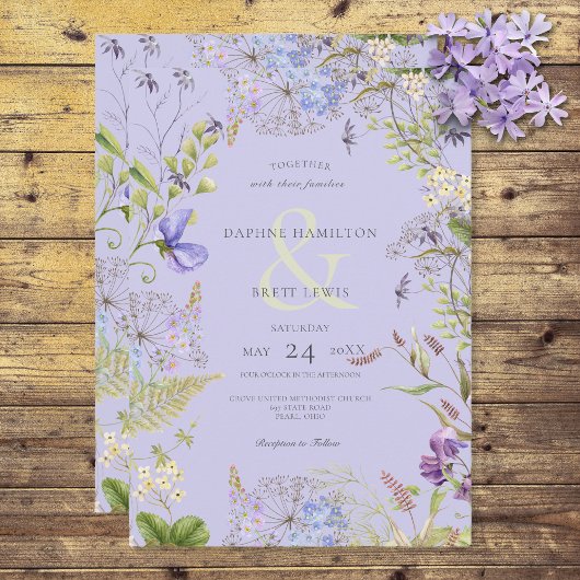 ラベ素朴ンダー&セージ山花ラベンダー 招待状